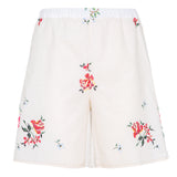 WHITE EMBROIDERED BERMUDA SHORTS
