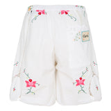 WHITE EMBROIDERED BERMUDA SHORTS