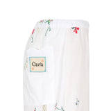WHITE EMBROIDERED BERMUDA SHORTS