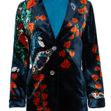 Chaqueta estampada floral terciopelo