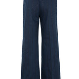 Pantalon flaire sequin azul
