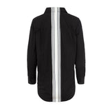 Black shirt with striped ribbon