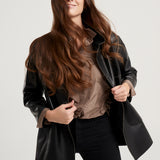 Florence black nappa frock coat