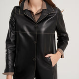 Florence black nappa frock coat