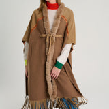 Poncho capa camel