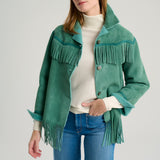 Chaqueta fleco verde