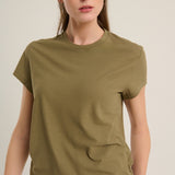 Khaki cotton T-shirt