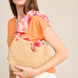 PINK STONE RAFFIA BAG