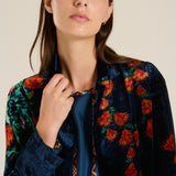 Chaqueta estampada floral terciopelo