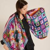 Pañuelo seda crochet multicolor