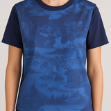 Jersey toile de jouy azul