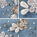 Denim pearl headband