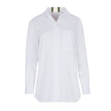 Camisa blanca cinta raya turquesa
