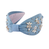 Denim pearl headband