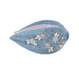 Denim pearl headband