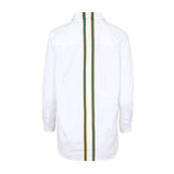 Camisa blanca cinta raya turquesa