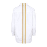 Camisa blanca cinta raya mostaza