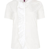 قميص تكنو أبيض مكشكش