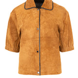 Chaqueta piel camel/black