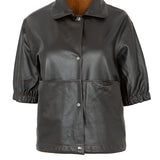 Chaqueta piel camel/black