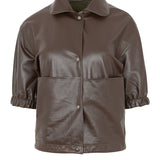 Chaqueta piel kaki/brown