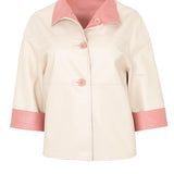 Chaqueta piel beige/pink