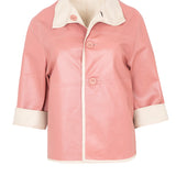 Chaqueta piel beige/pink