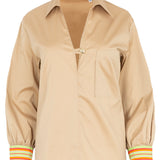 Camisa camel raya verde