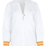 Camisa blanca raya verde flúor