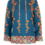 Blouse with floral print silk