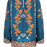 Blouse with floral print silk