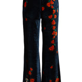 Pants with floral velvet print