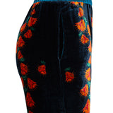 Pants with floral velvet print