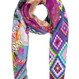 Pañuelo seda crochet multicolor