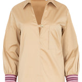 Camisa camel raya lavanda