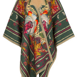Poncho reversible floral verde