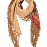 Pañuelo pancake fleco camel
