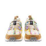 Zapatilla knitting orange taupe