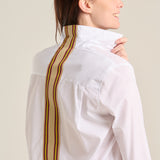 Camisa blanca cinta raya beige