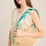 BLUE STONE RAFFIA BAG