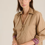 Camisa camel raya lavanda
