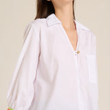 Camisa blanca raya verde flúor