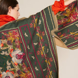 Poncho reversible floral verde