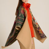 Poncho reversible floral verde
