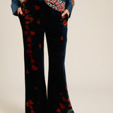 Pantalon estampado floral terciopelo