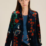 Chaqueta estampada floral terciopelo