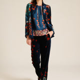 Chaqueta estampada floral terciopelo