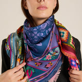 Pañuelo seda crochet multicolor
