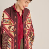 Kaftan estampado burgundy