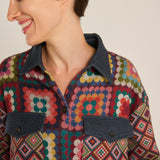 Sobrecamisa estampada cuadros granny